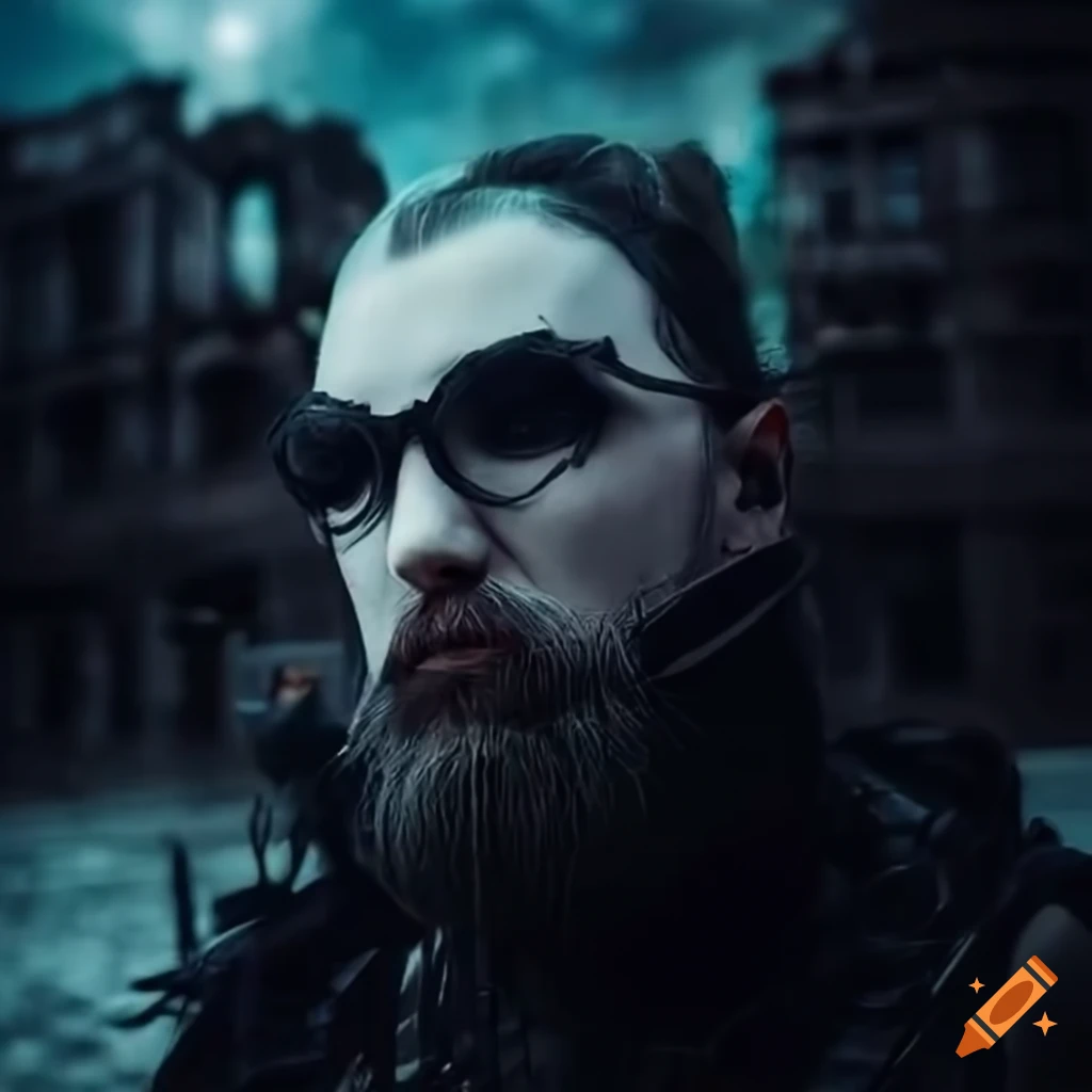 Image of goths exploring a futuristic ruined city