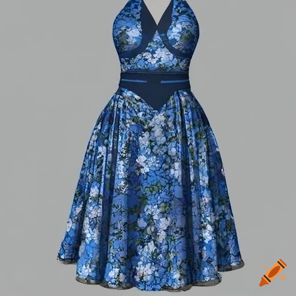 Blue floral halter neck mini wrap dress with ruching at the waist on
