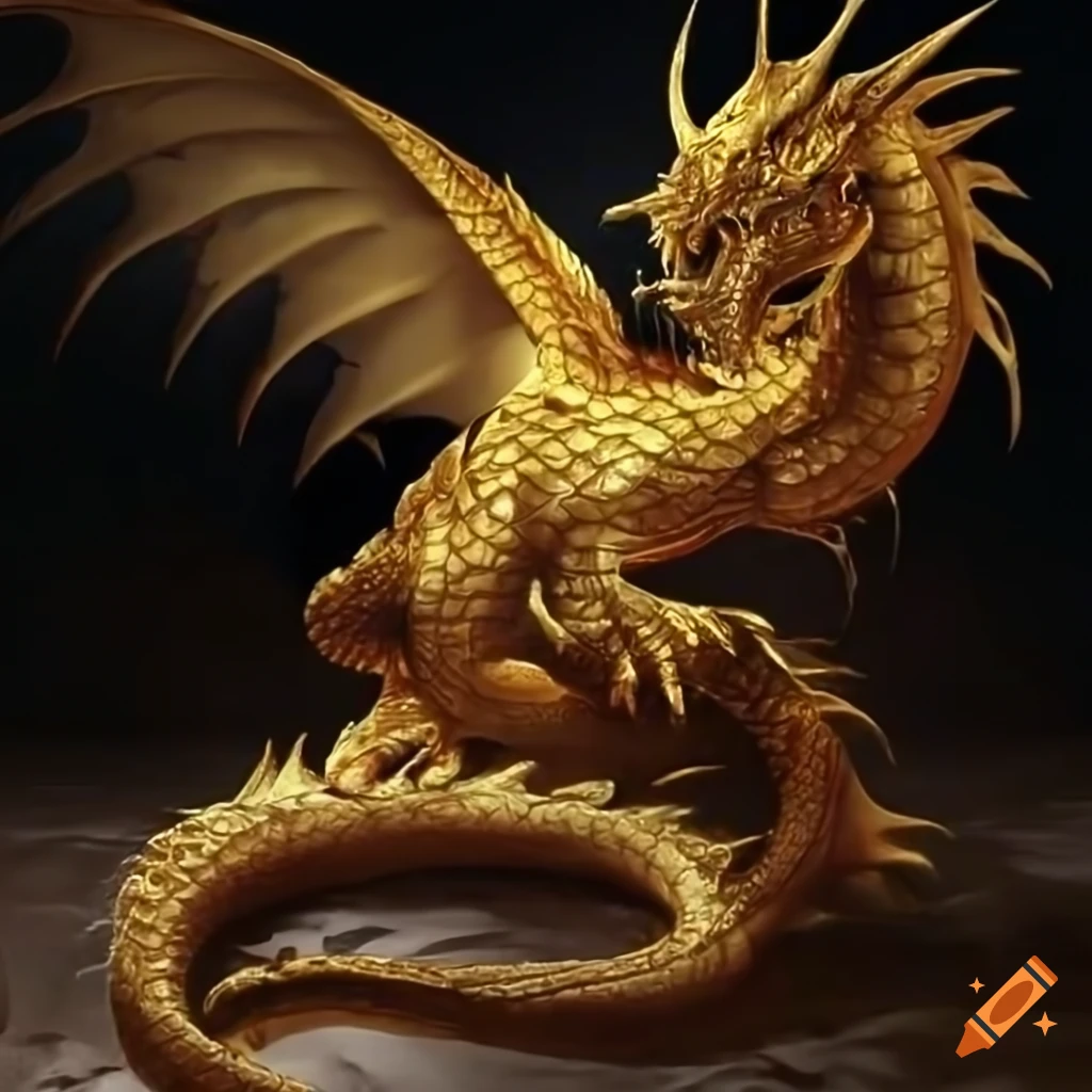 Gold dragon sculpture on Craiyon