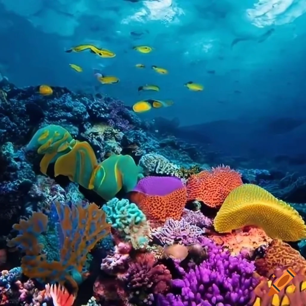 Colorful coral reef with vibrant marine life on Craiyon