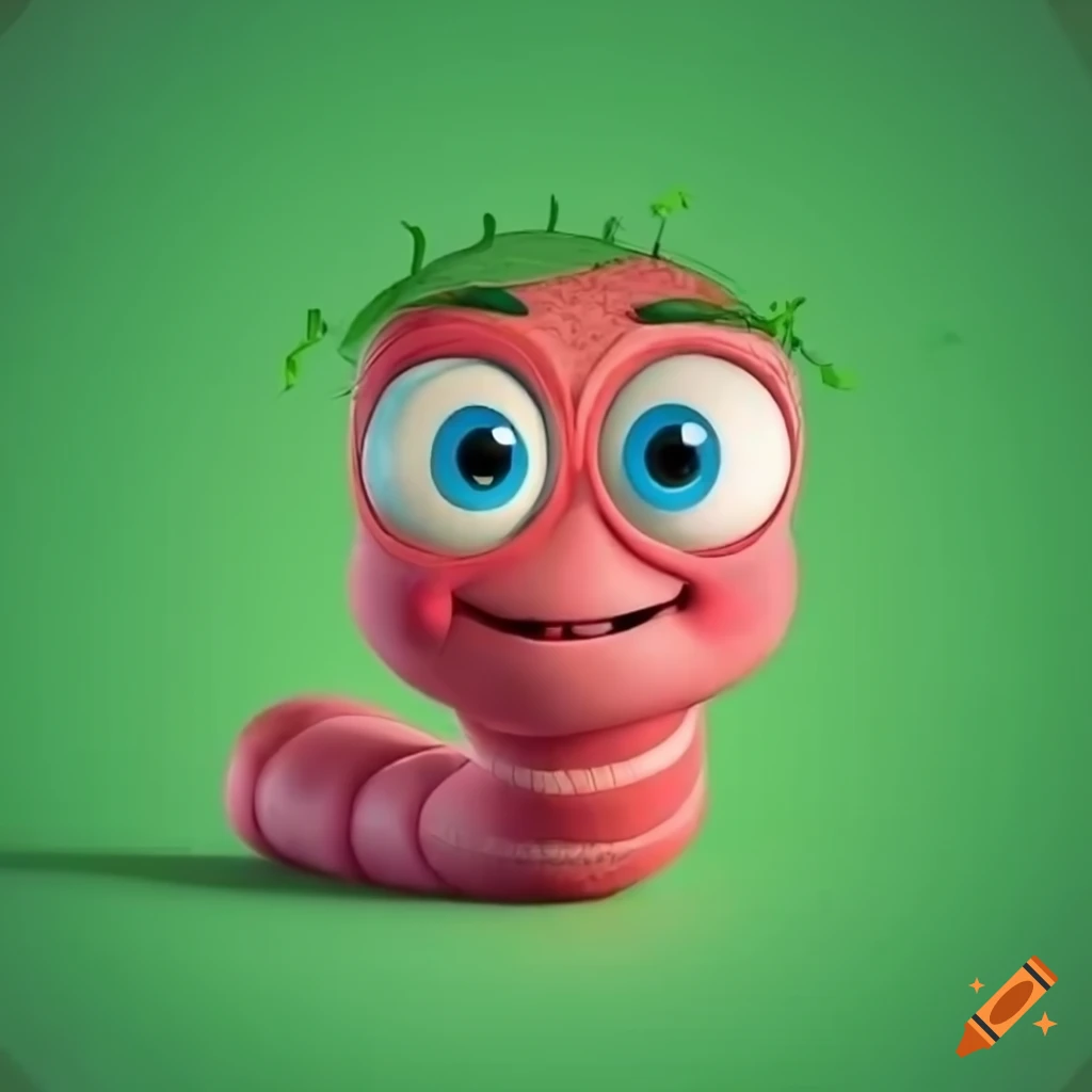 Friendly And Detailed Cartoon Character Named Knowledgeable Worm