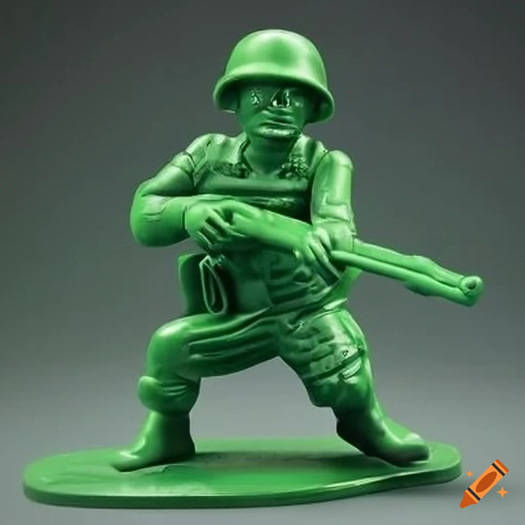Green plastic army men figurines on Craiyon