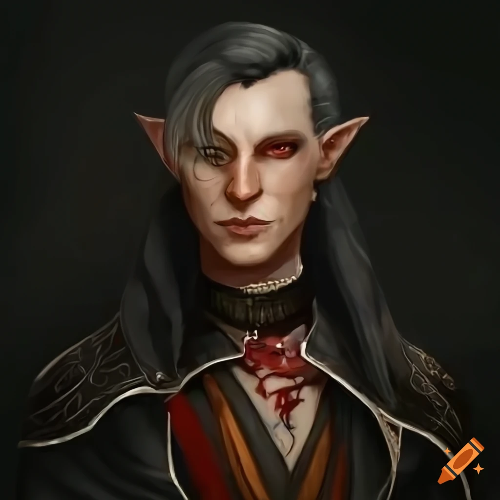 realistic depiction of a male elf wizard with a raven