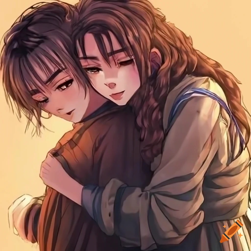 Hermione granger hugging her best friend from behind on Craiyon