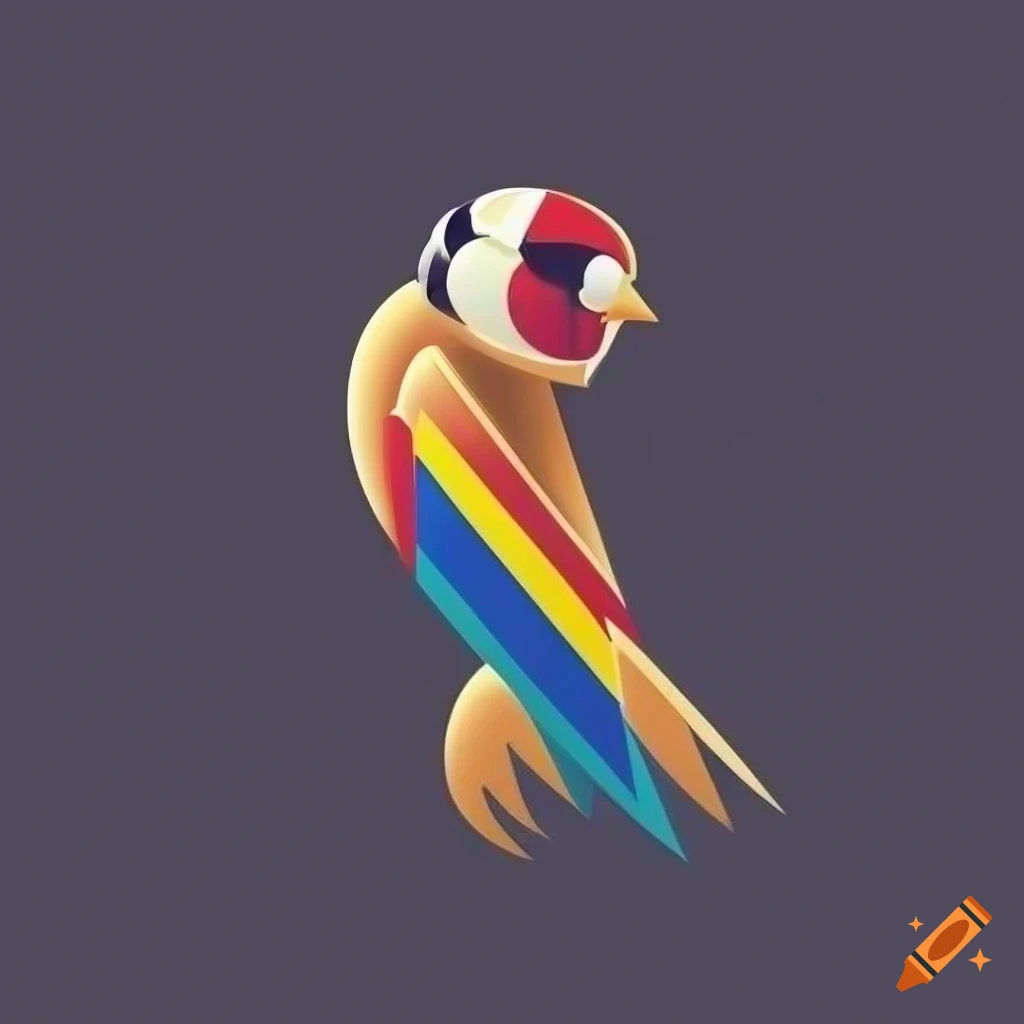 Logo design of a goldfinch perched on a dot on Craiyon