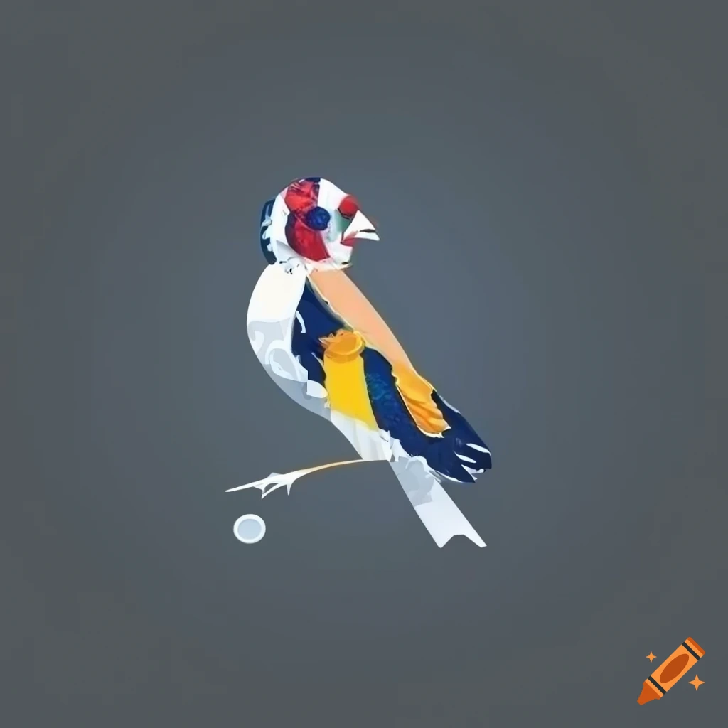 European goldfinch perched on a dot logo design on Craiyon