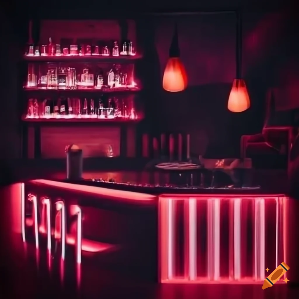 neon lit bar scene