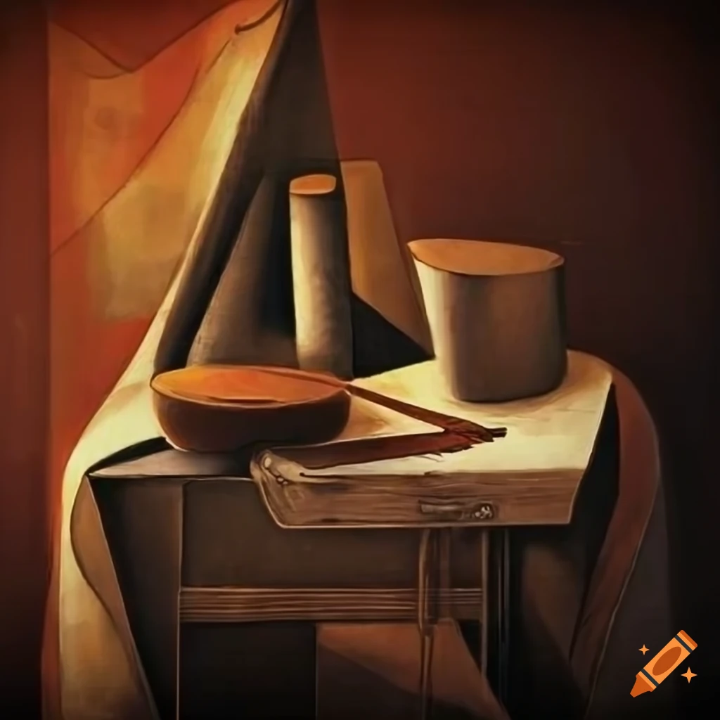 modern still life with fabric, musical instruments, and books