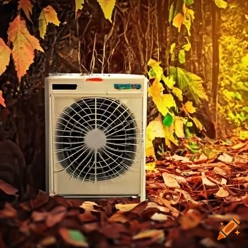 blocked air source heat pump with leaves
