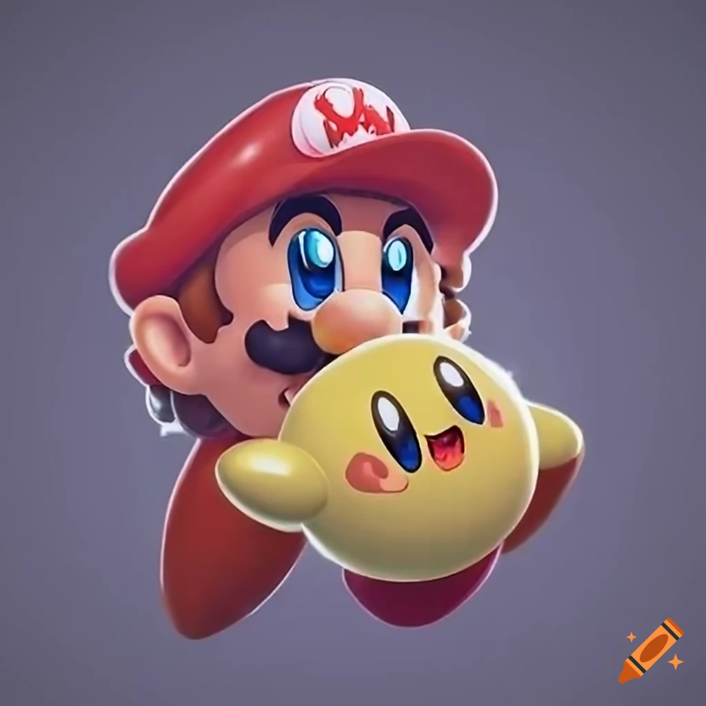 Fan art of mario and kirby on Craiyon
