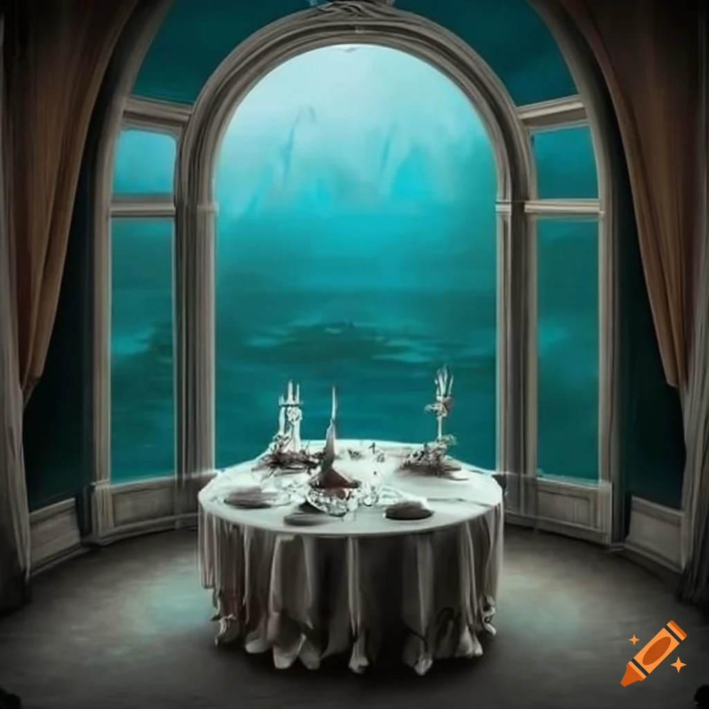 Fantasy reception room with lake view on Craiyon