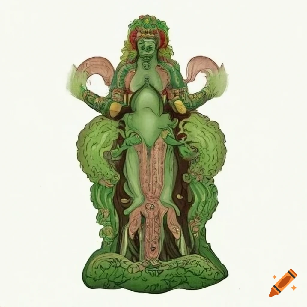 illustration of a nature deity embracing the earth