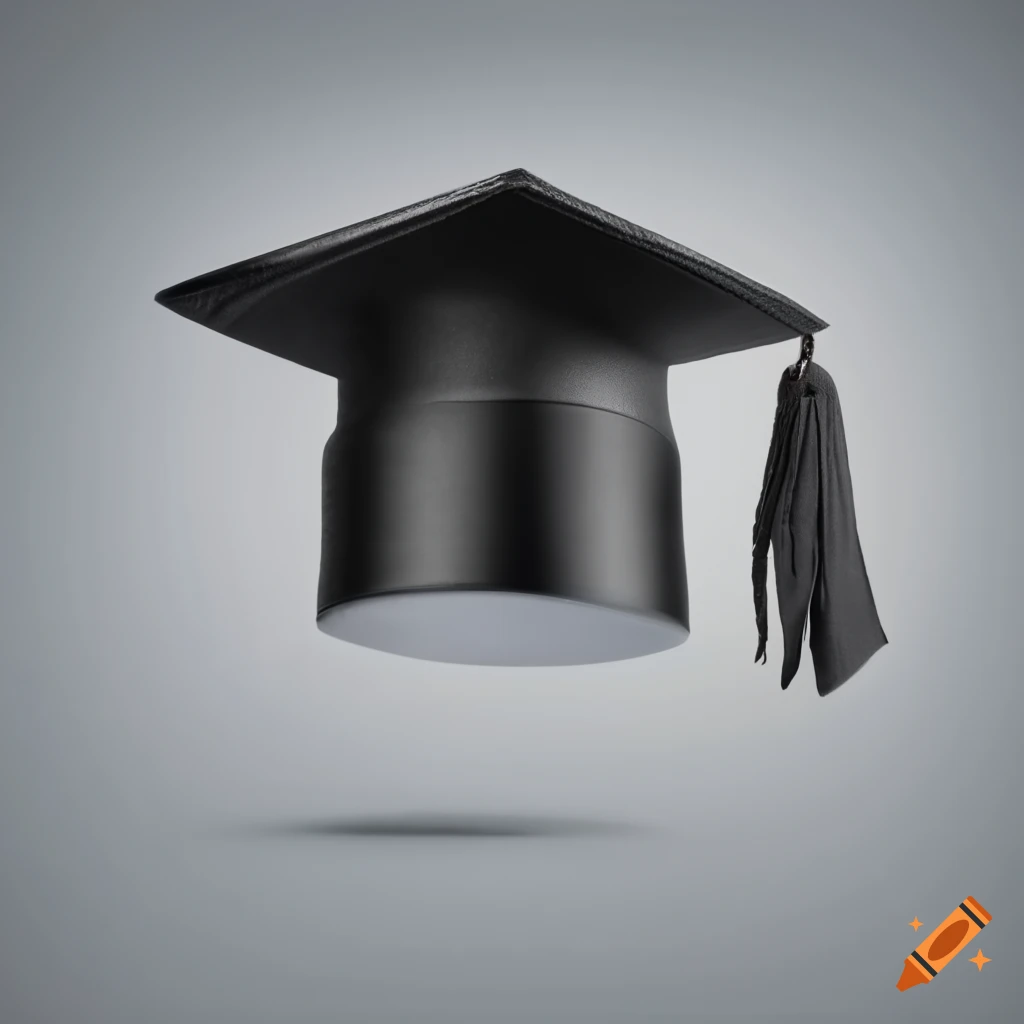 Black graduation cap on white background on Craiyon