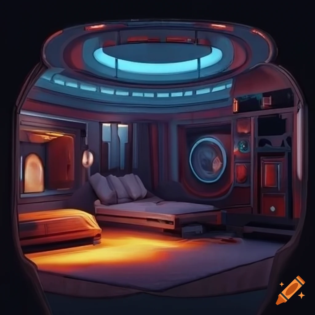 Futuristic sci-fi bedroom on Craiyon