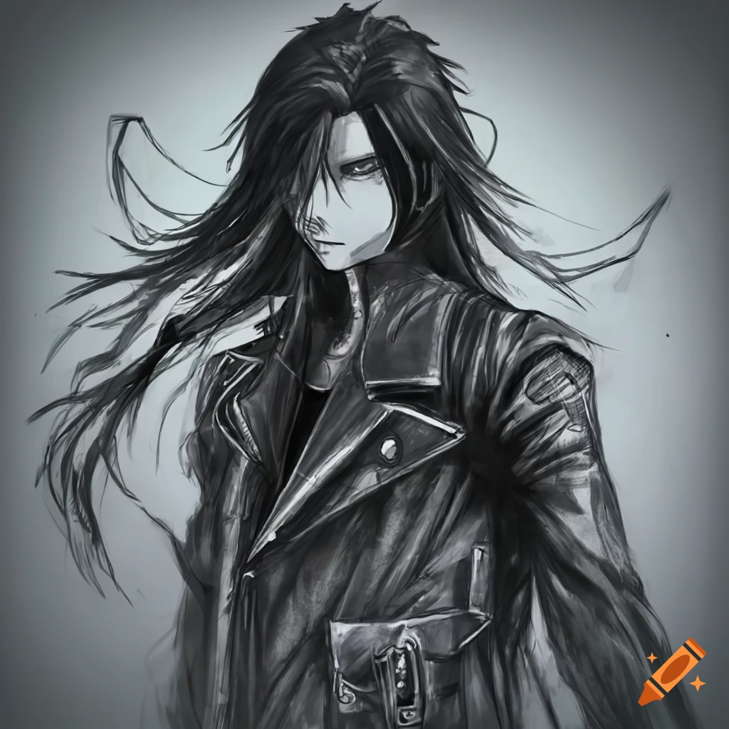 Black-haired man with jacket illustration, Fan art Character Anime