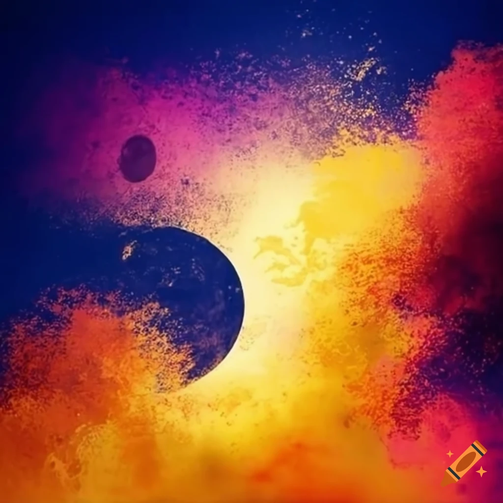colorful powder ghost with a crescent moon background