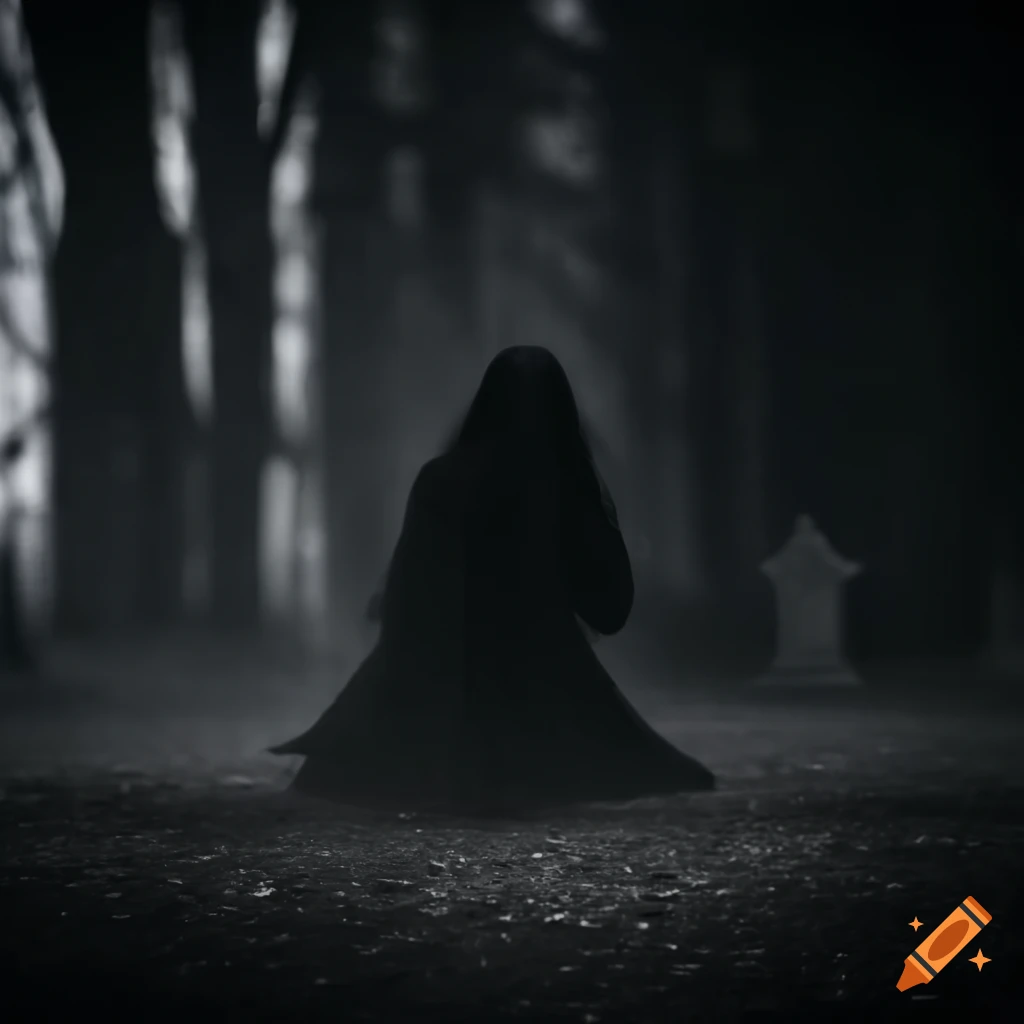 Premium Photo  A dark figure in a black robe sitting on the ground