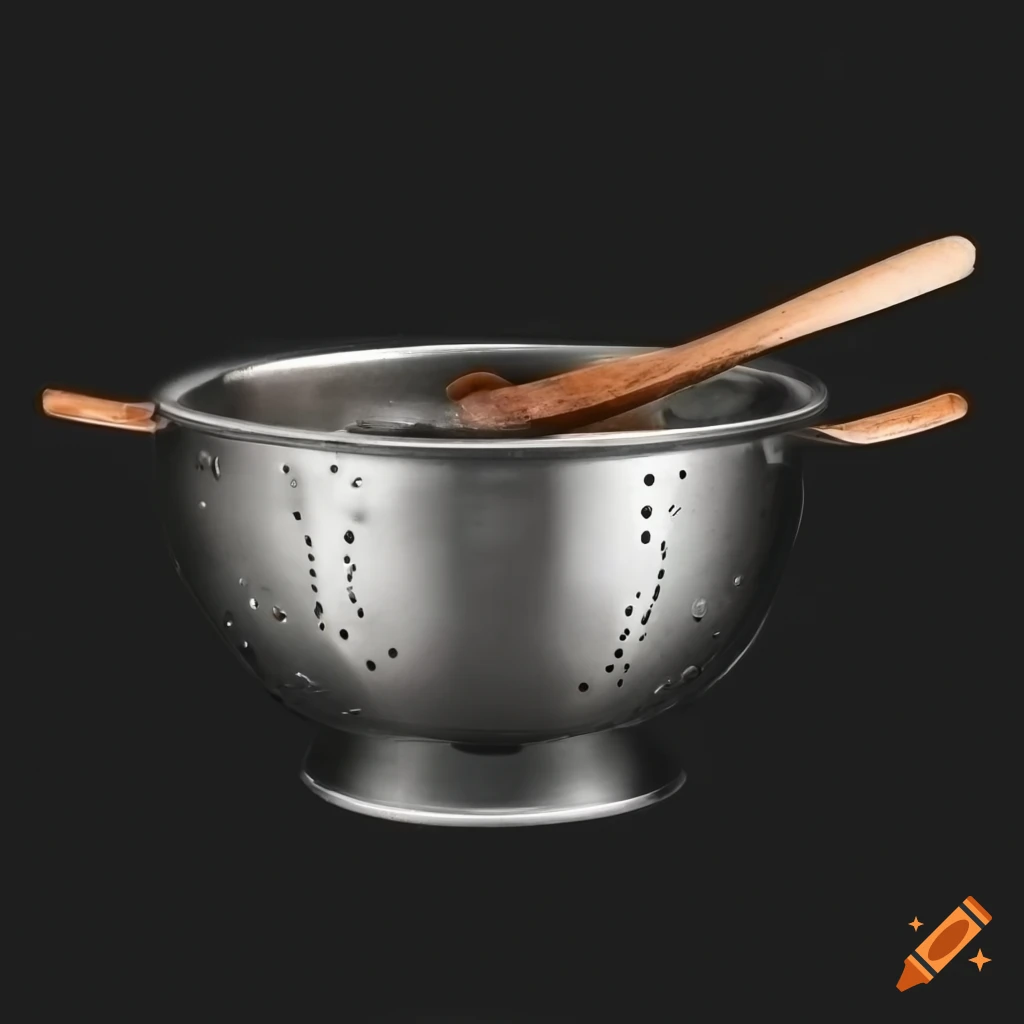black colander on a dark background