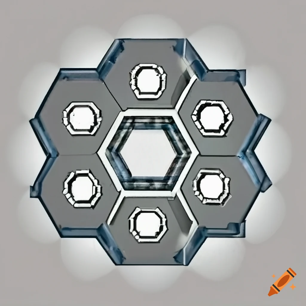 hexagonal cogs connected in a mechanical system