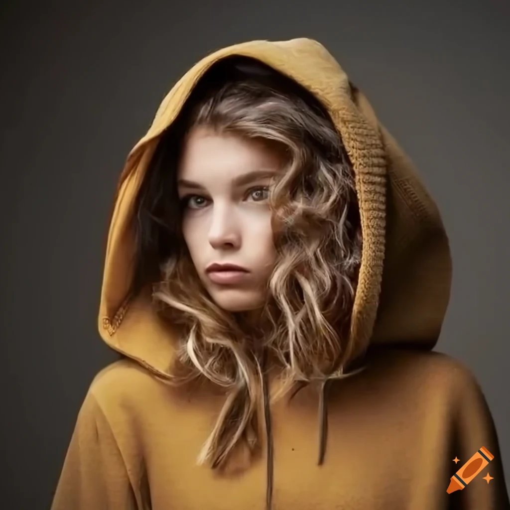  Woman with wavy hair wearing cropped hoodie