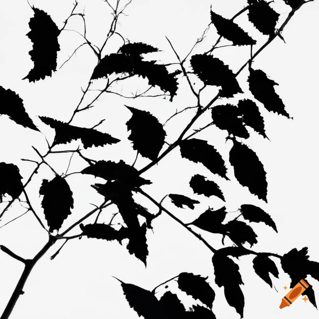 silhouette of leaves on a white background