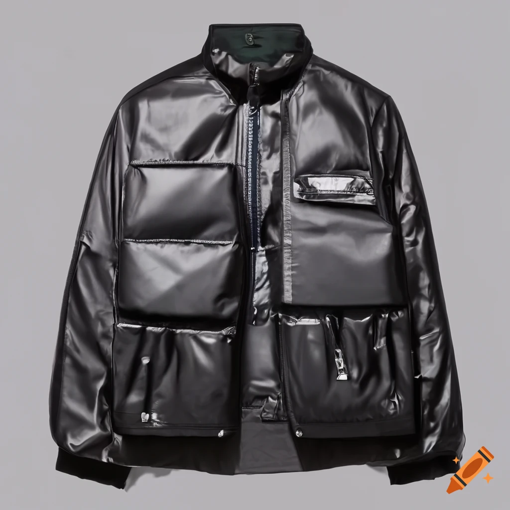 Black nylon raf simons jacket on Craiyon