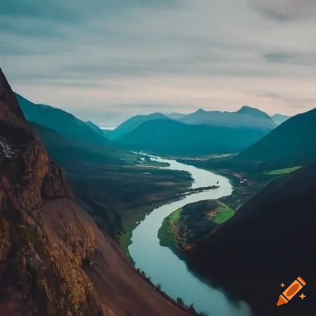 mountain landscape with a flowing river