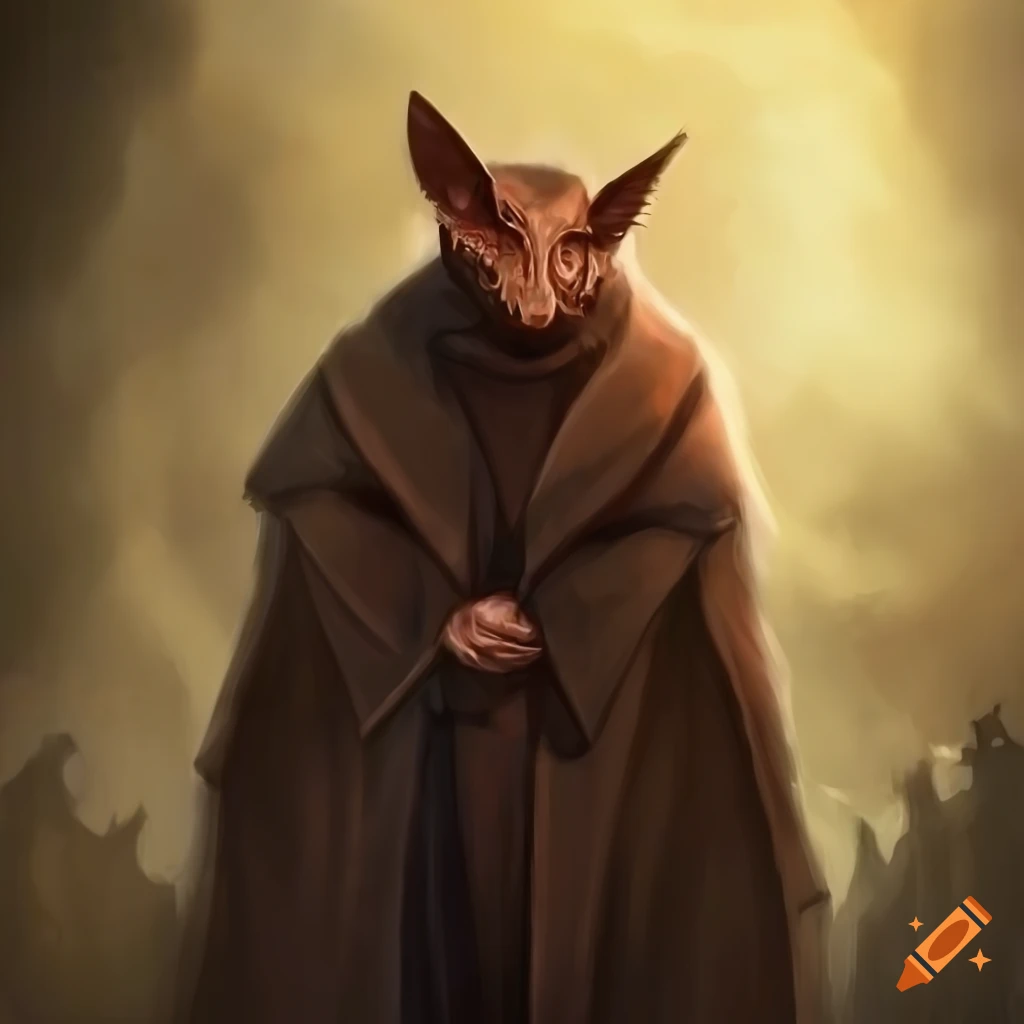 Fantasy art of a bat-human hybrid in medieval attire on Craiyon