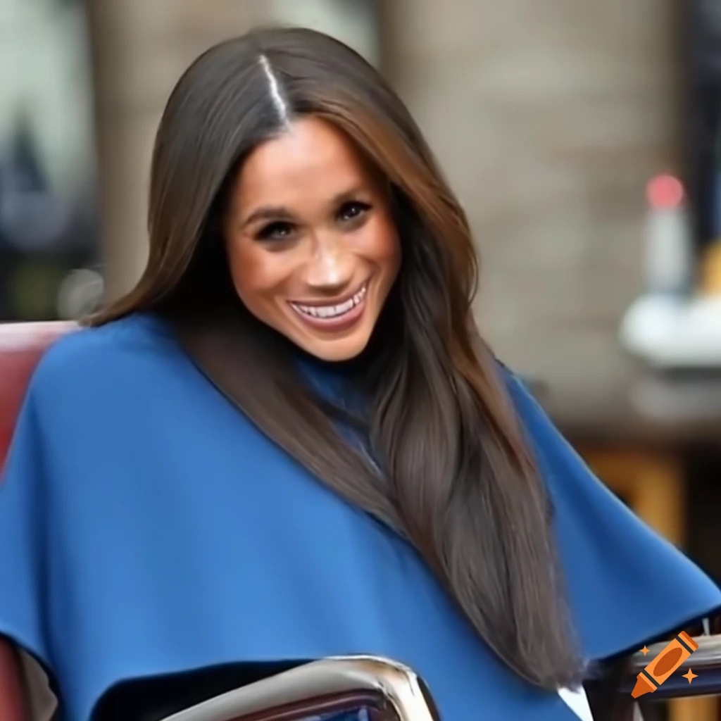 Meghan Markle in a barber's chair at a salon