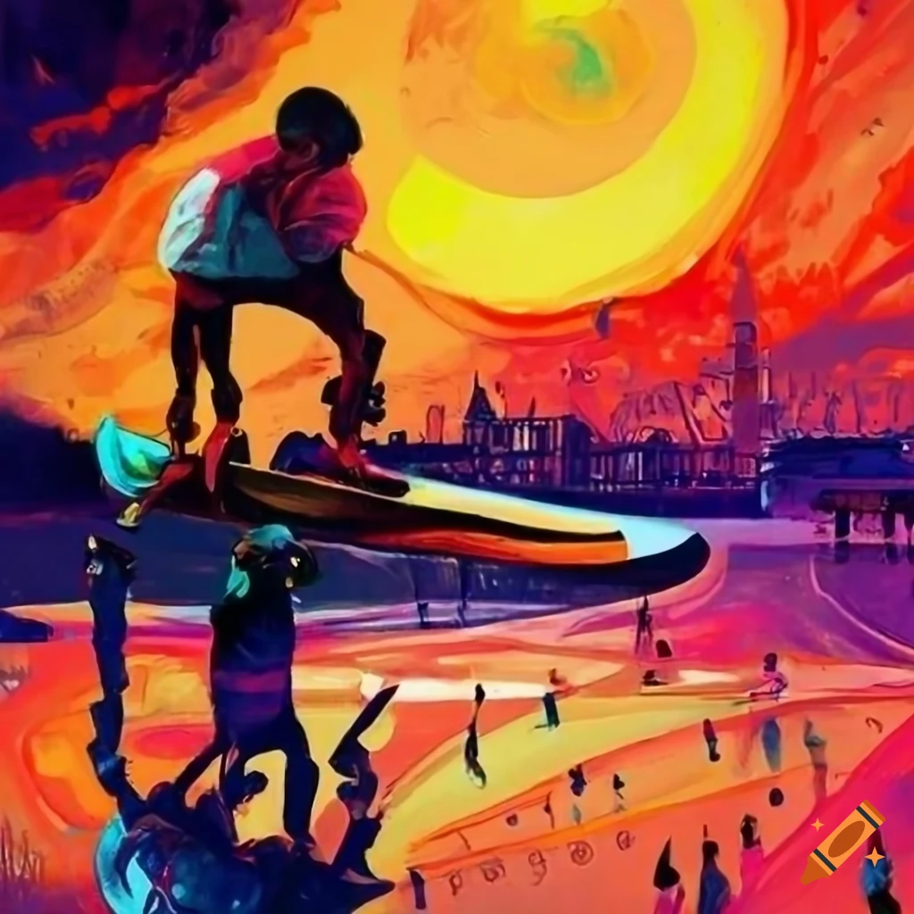 Skateboarding art on Craiyon