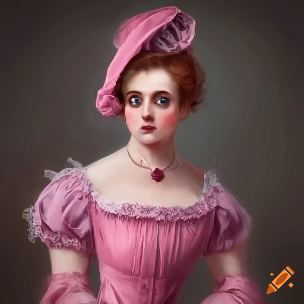 portrait of a Victorian woman in a pink dress