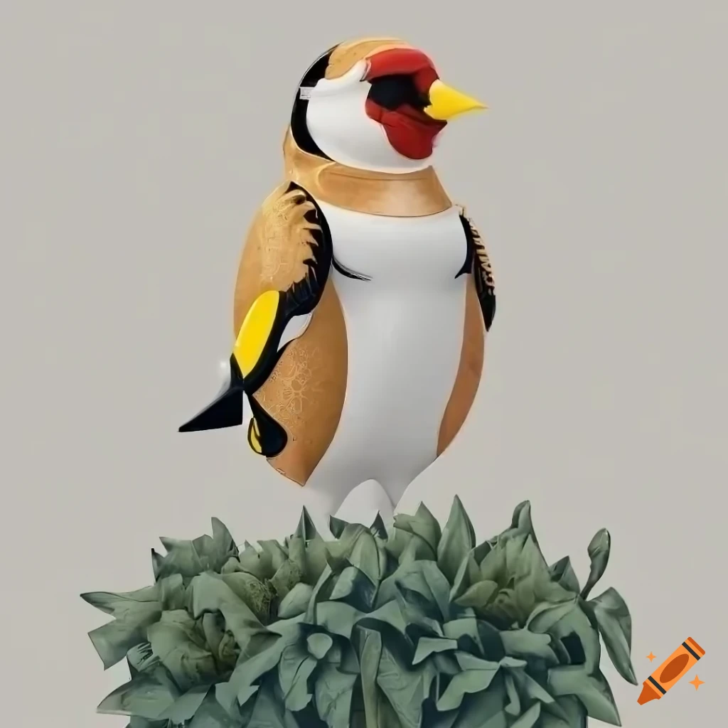 intricate illustration of a European goldfinch bird