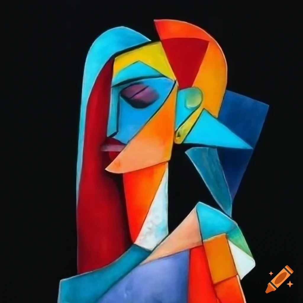 contemporary cubist art with people