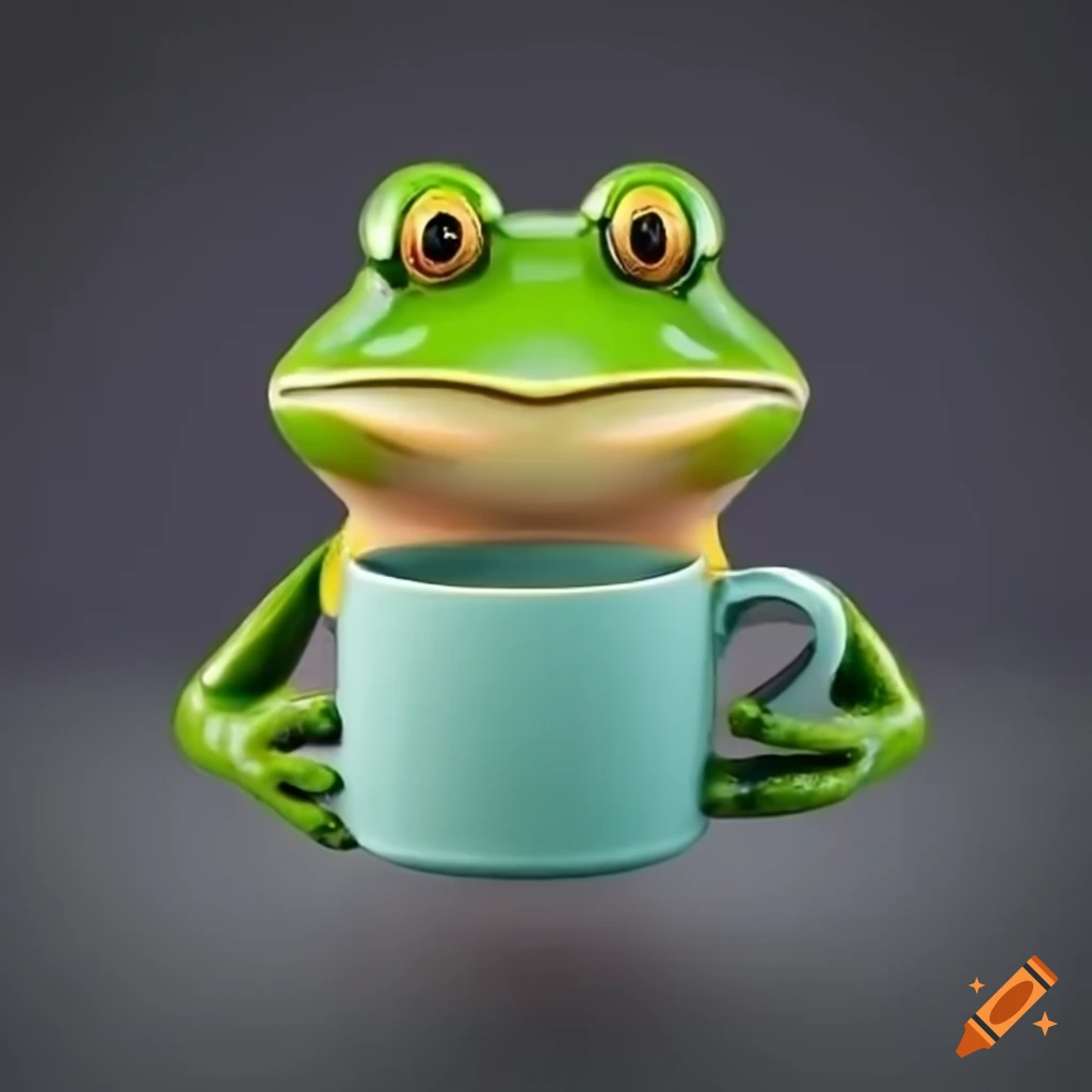 Funny Frog Holding A Mug Filled With Beans On Craiyon