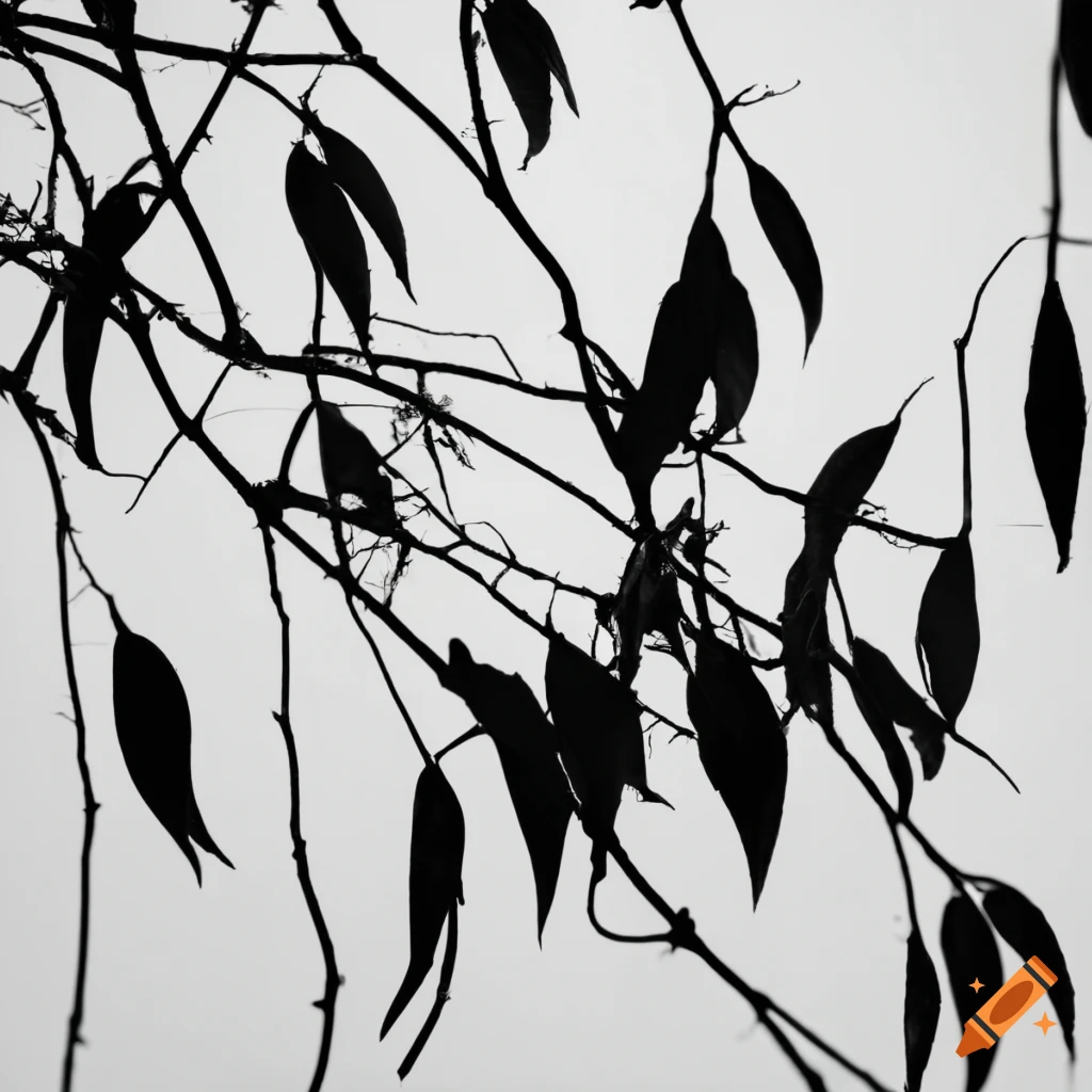 silhouette of leaves on white background