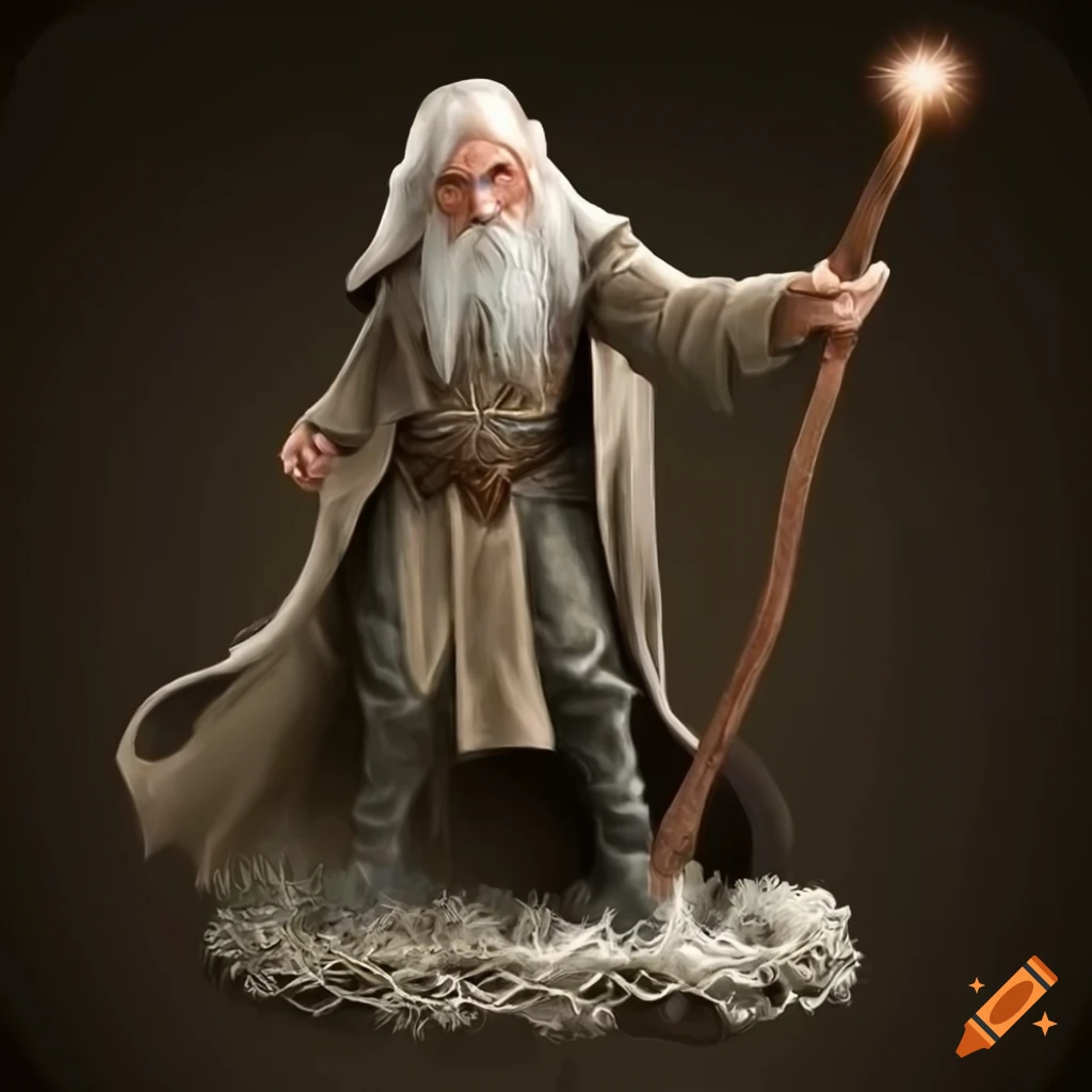 illustration of an old elven wizard with a staff