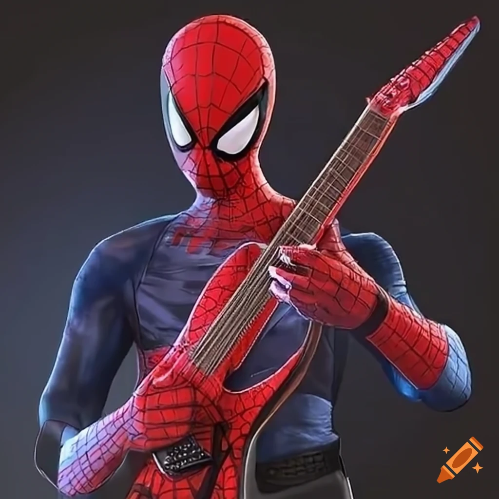 Spiderman playing guitar on Craiyon