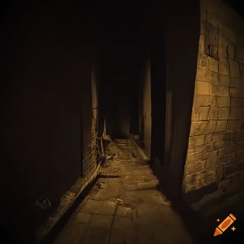 dark and eerie photograph of a narrow alley at night