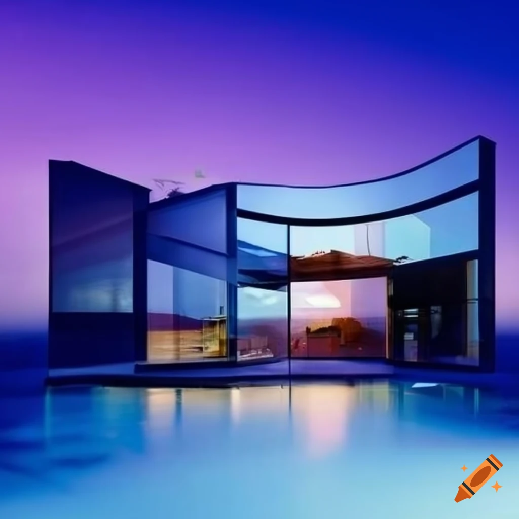 futuristic modern house with glass windows