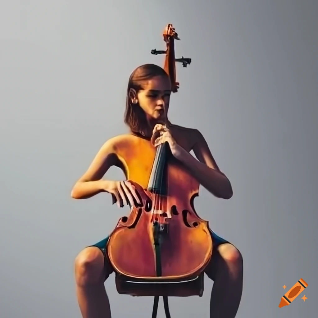 artistic depiction of a cellist lost in thought