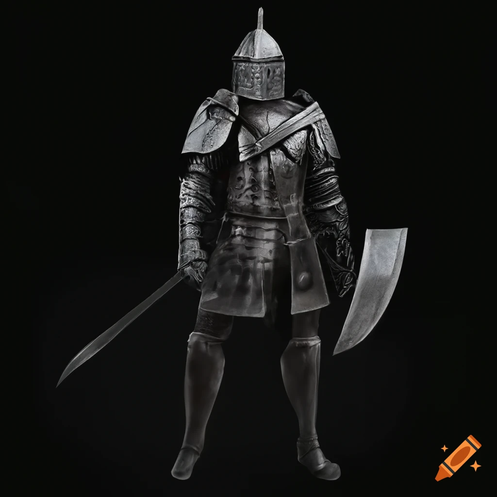 image of a black knight with a sword and shield