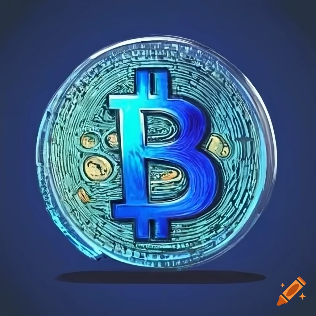 Van gogh style bitcoin artwork on blue background on Craiyon