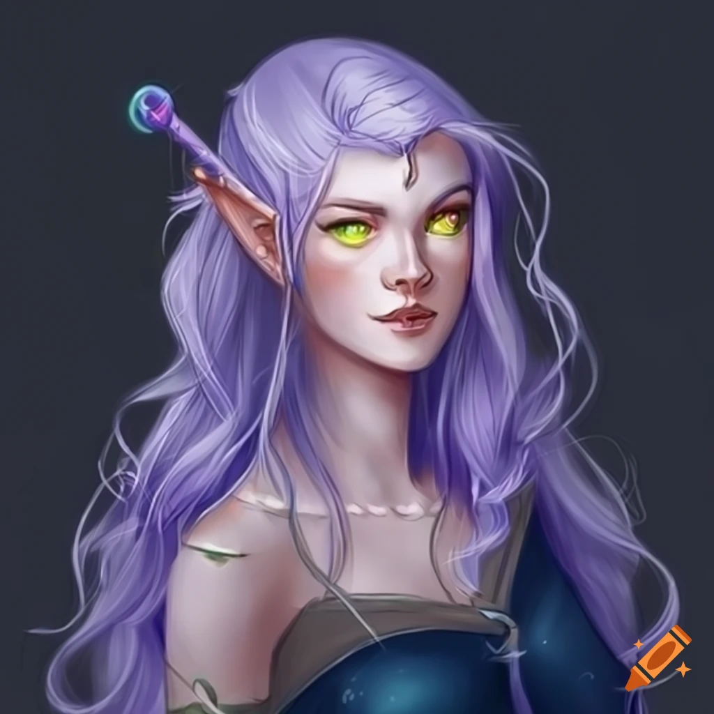 Cute anime sorcerer with lavender hair and golden eyes