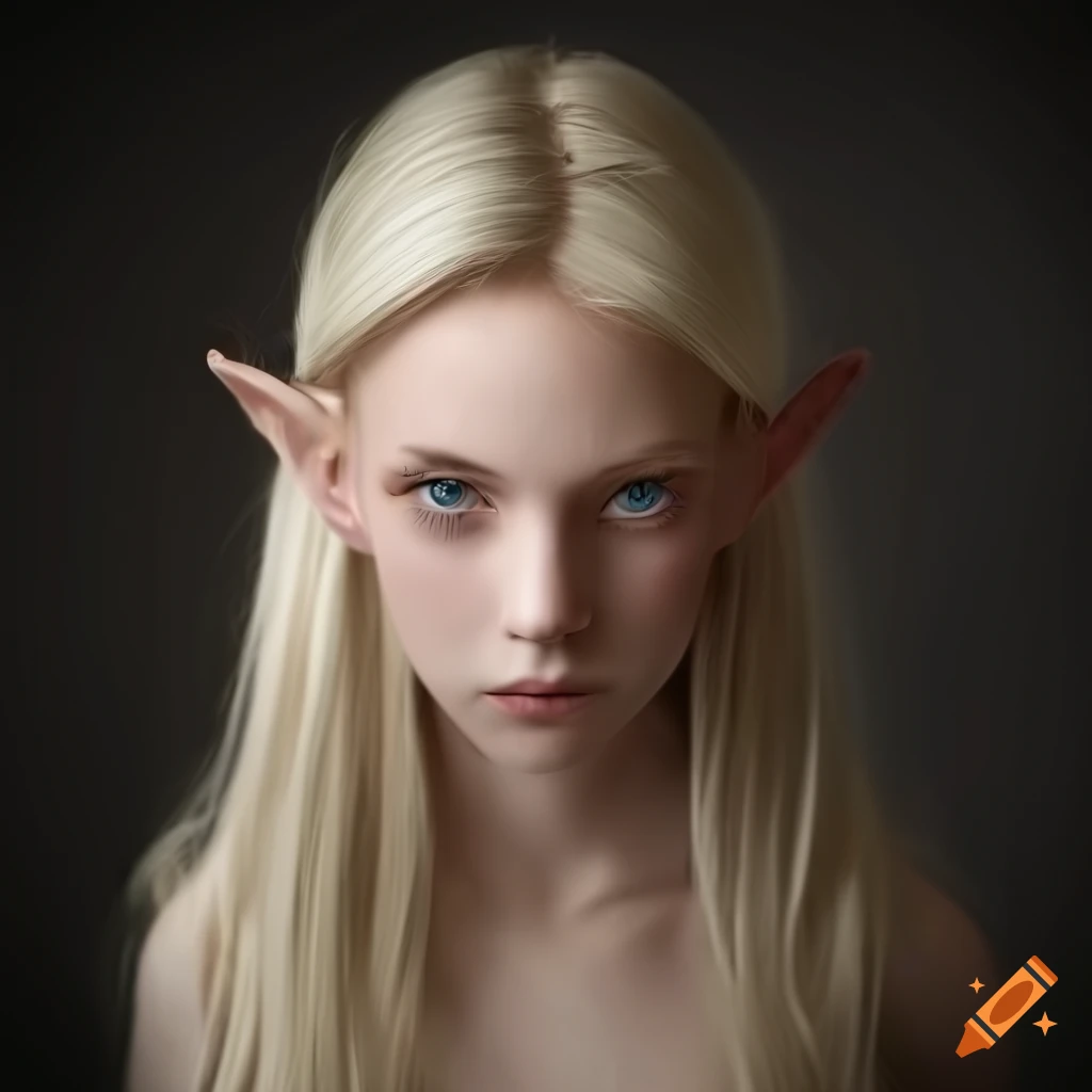 Photorealistic image of a blonde elf girl on Craiyon