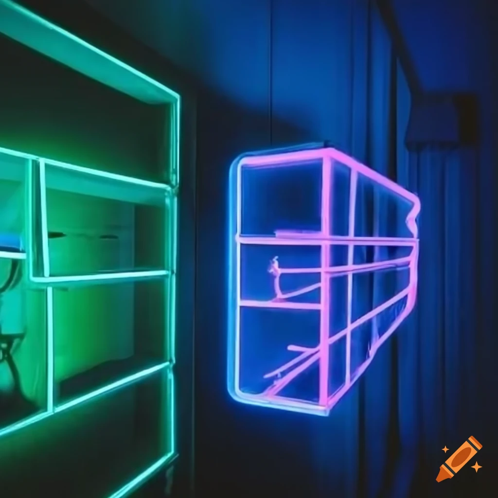 realistic neon lights in a room