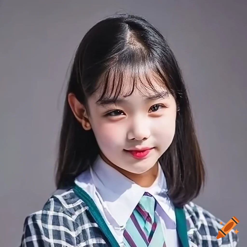 captivating portrait of a determined 13-year-old female idol