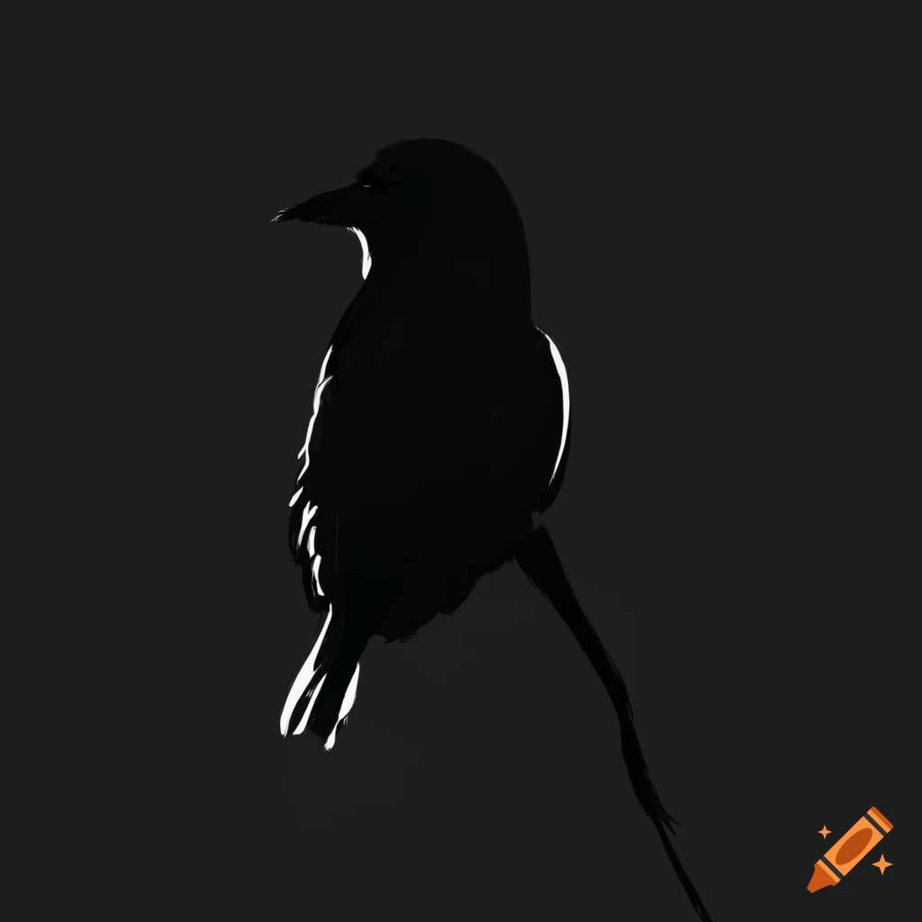 Minimal silhouette template of a bird in black and white on craiyon