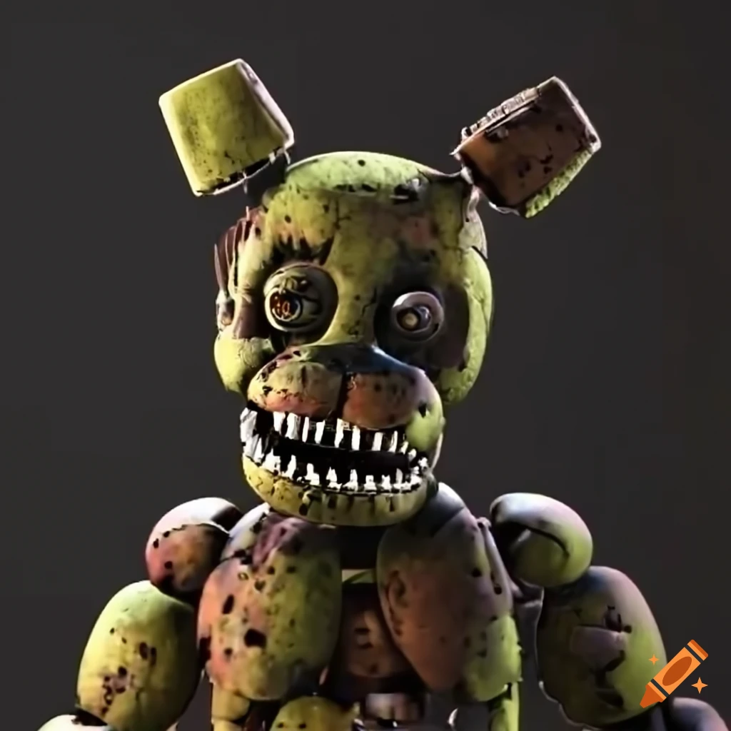 Image of a damaged springtrap character on Craiyon