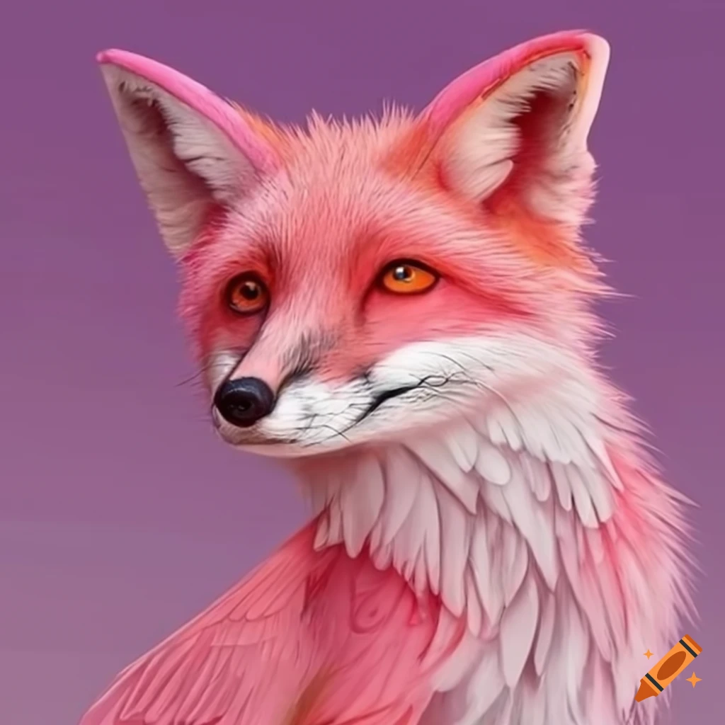 art of a pink fox with wings and horns