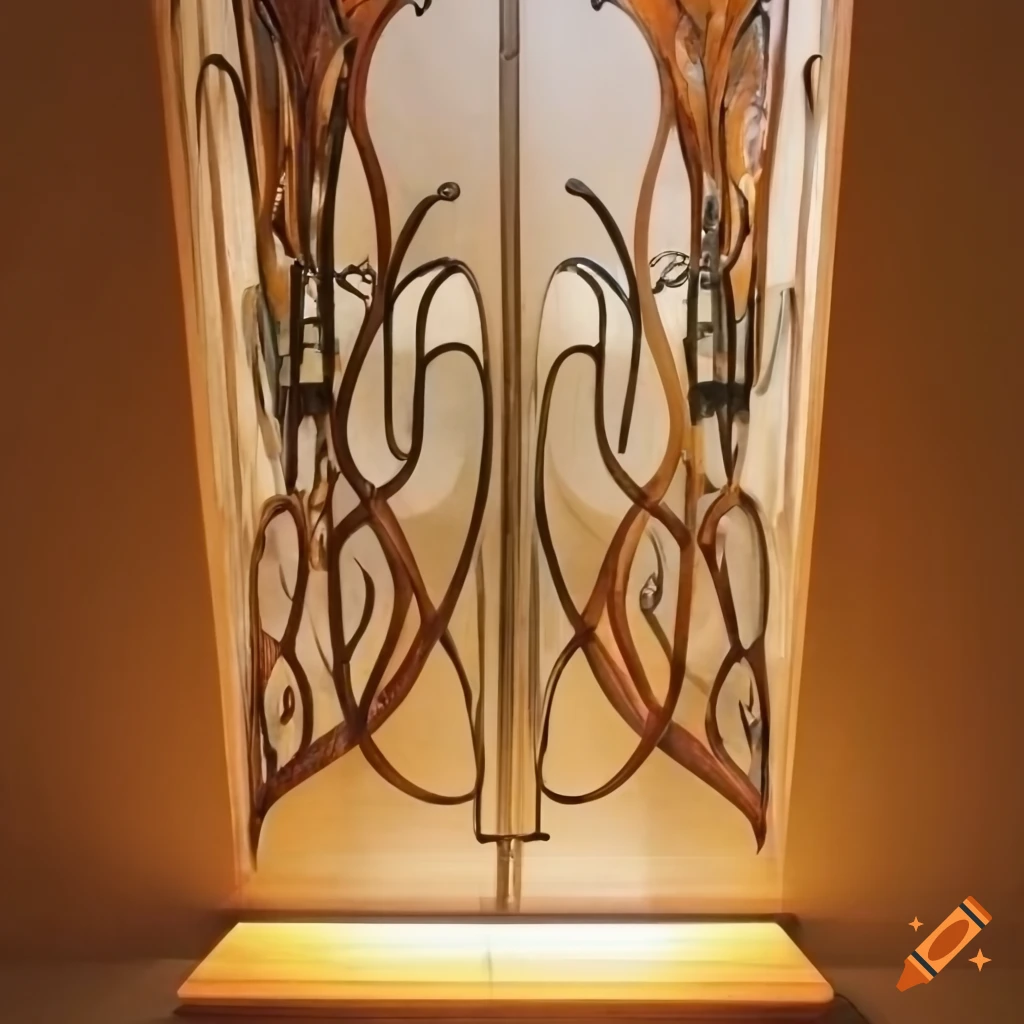Art deco inspired wooden screen for a candle on Craiyon